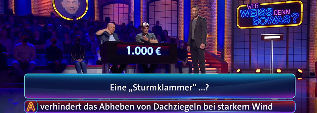 Who would know that?   Roof clip topic in popular TV quiz program 
