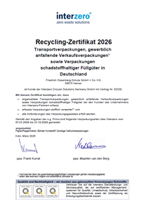 Interzero Recycling Zertifikat Germany FOS 2025